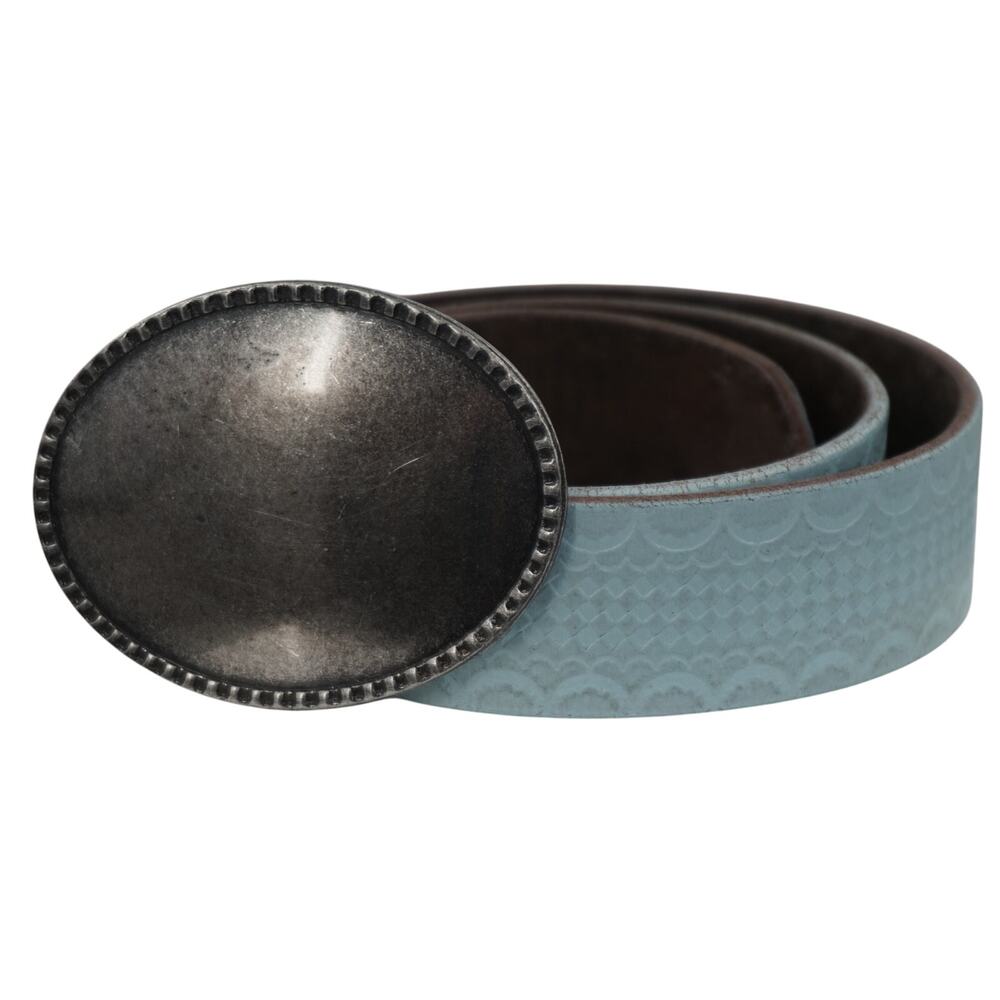 Free People Blue Leather Belt - Size Small - Unique Style!
